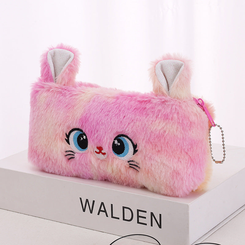 Wholesale of New Cat Large Capacity Plush Zipper Pen Bags